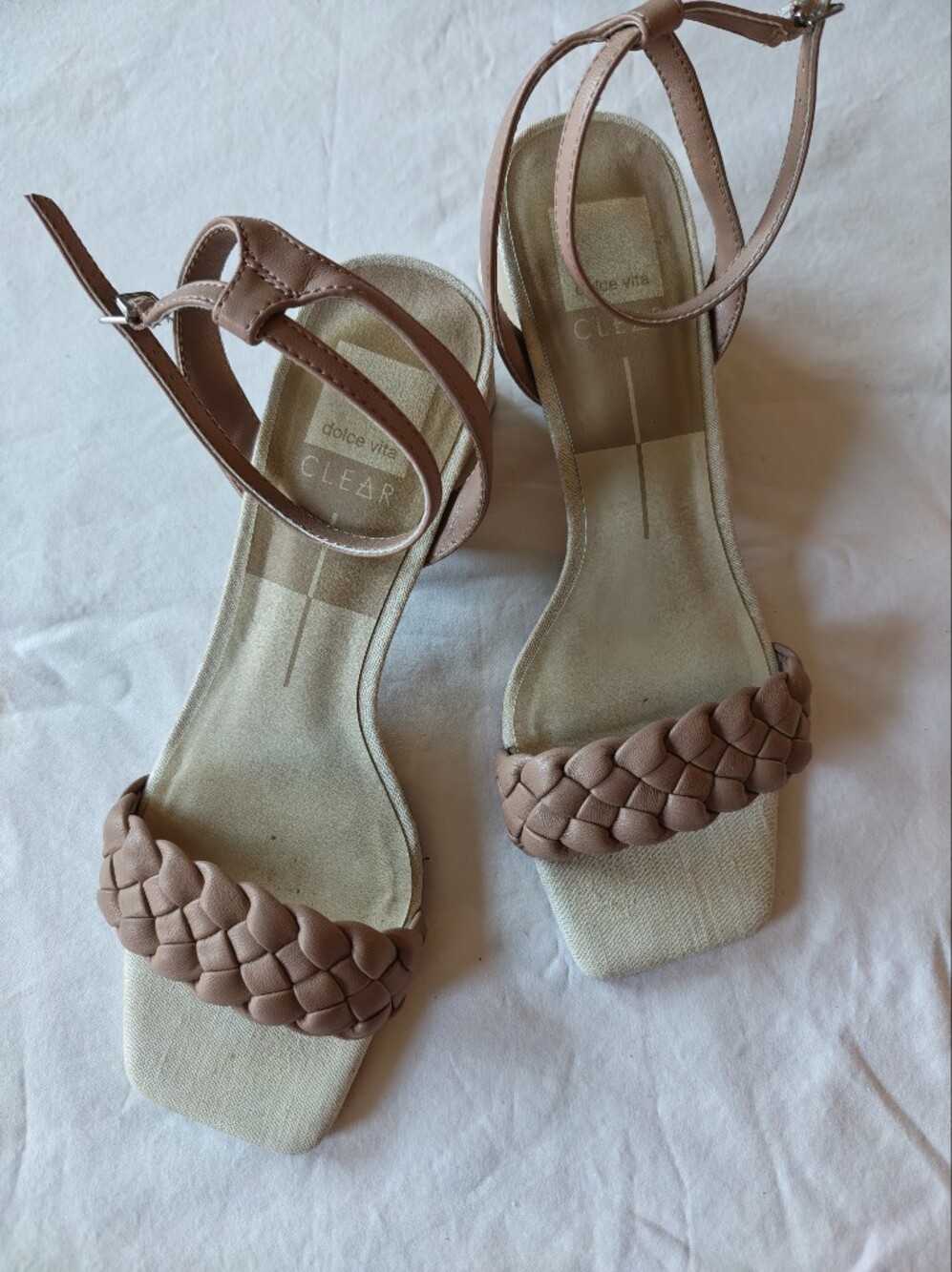 dolce vita Clear Collection Blush Braided Strap Sandals